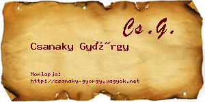 Csanaky György névjegykártya